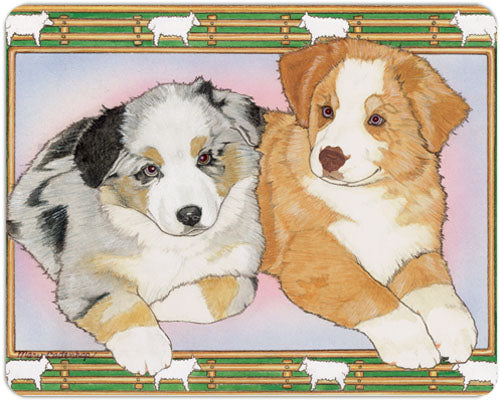 Australian Shepherd Cutting Board Tempered Glass, Pet Placemat, 11.5" x 15.5" - Pipsqueakproductions
