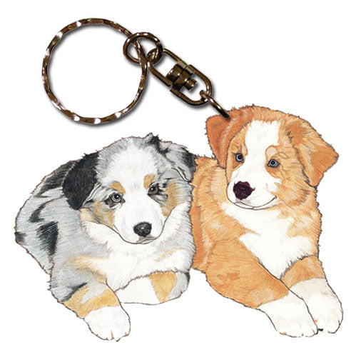 Australian Shepherd Keychain, Souvenir Key Holder, Dog Charm Tag, Pet Key Rings, Craft Ornaments, Wooden Die-Cut - Pipsqueakproductions