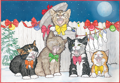 Cats in Chorus Birthday Card 5 x 7 with Envelope - Pipsqueakproductions