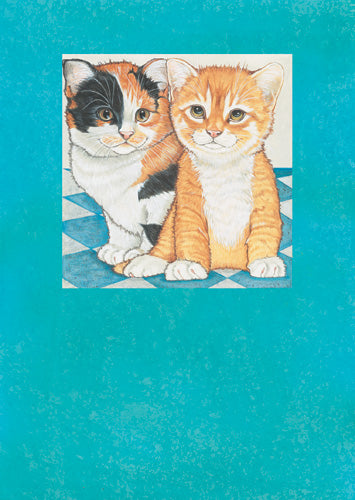 Cat Calico and Tabby Couple Anniversary Card 5 x 7 with envelope - Pipsqueakproductions