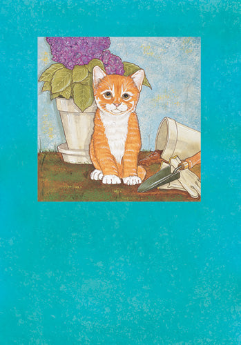 Cat Garden Kitty Birthday Card 5 x 7 with Envelope - Pipsqueakproductions