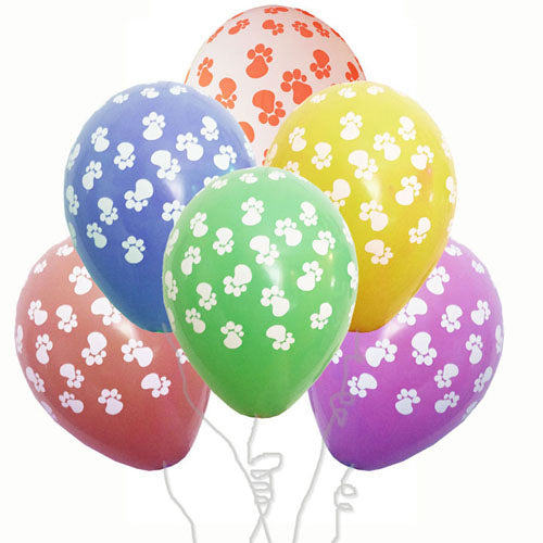 Pet Party Balloons Paw Prints Variety of Colors - Pipsqueakproductions