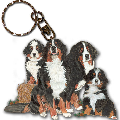 Bernese Mountain Dog Keychain, Souvenir Key Holder, Wooden Die-Cut, Dog Charm Tag, Pet Key Rings, Craft Ornaments - Pipsqueakproductions