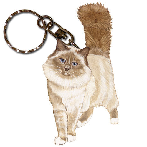 Birman Cat Keychain Wooden - Pipsqueakproductions