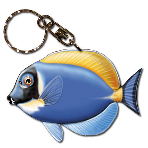 Blue Surgeon Fish Keychain Wooden - Pipsqueakproductions