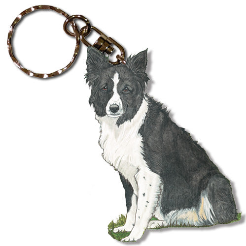 Border Collie Dog Keychain Wooden - Pipsqueakproductions