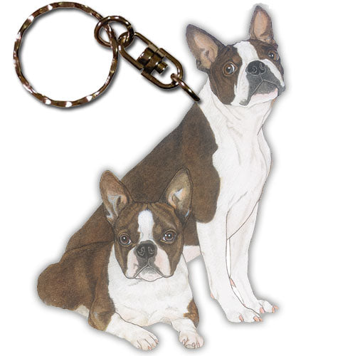Boston Terrier Keychain Wooden - Pipsqueakproductions