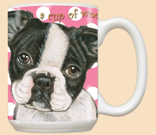 Boston Terrier Ceramic Coffee Mug Tea Cup 15 oz - Pipsqueakproductions