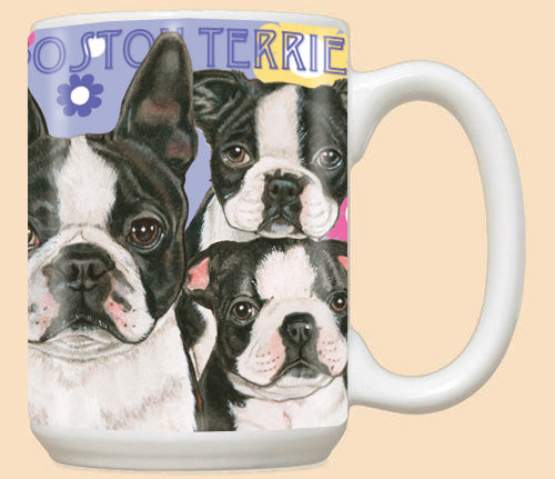 Boston Terrier Ceramic Coffee Mug Tea Cup 15 oz - Pipsqueakproductions