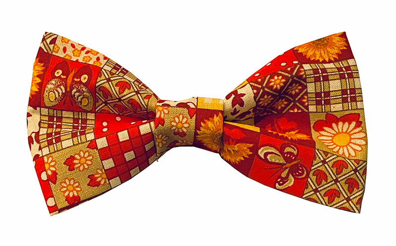 Dog Bow Tie Autumn Fall Patchwork Print - Pipsqueakproductions