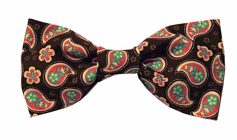 Dog Bow Tie Brown with Dapper Pink Paisley - Pipsqueakproductions