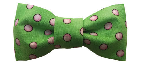 Dog Bow Tie Easter Spring Green with Pink Dots - Pipsqueakproductions