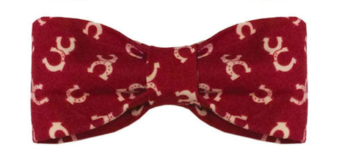 Dog Bow Tie Burgundy with Horseshoe Print - Pipsqueakproductions