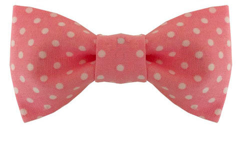 Dog Bow Tie Pretty Pink with White Polka Dot - Pipsqueakproductions
