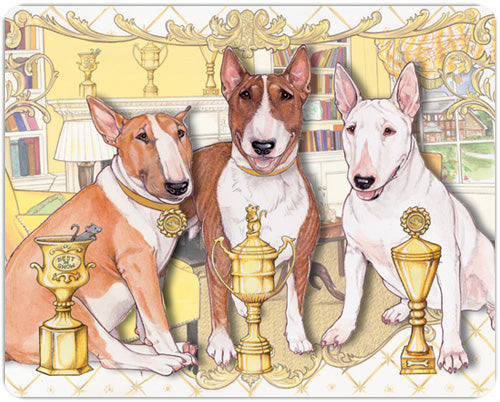 Bull Terrier Cutting Board Tempered Glass, Pet Placemat, 11.5" x 15.5" - Pipsqueakproductions