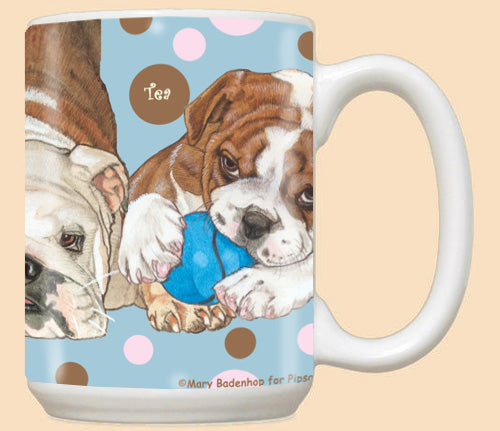 Bulldog Ceramic Coffee Mug Tea Cup 15 oz - Pipsqueakproductions