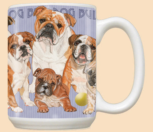 Bulldog Ceramic Coffee Mug Tea Cup 15 oz - Pipsqueakproductions