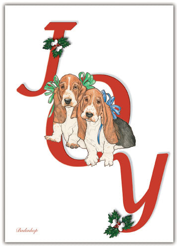 Basset Hound Christmas Cards Set of 10 cards & 10 envelopes - Pipsqueakproductions