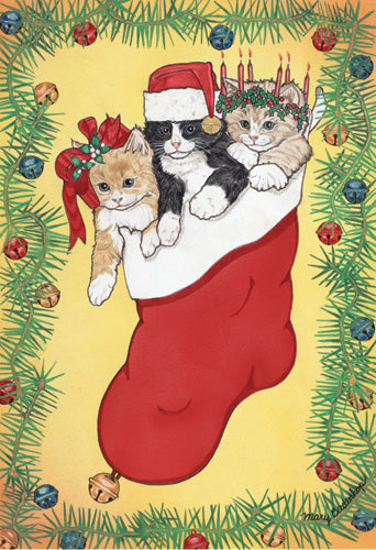Cat in Stockings Christmas Cards set of 10 cards & 10 envelopes - Pipsqueakproductions