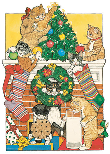 Cat - Mas Eve Christmas Cards Set of 10 cards & 10 envelopes - Pipsqueakproductions