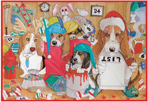 Basset Hound Christmas Cards Set of 10 cards & 10 envelopes - Pipsqueakproductions