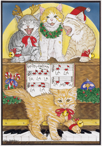 Cat Concerto Christmas Cards Set of 10 cards 10 envelopes - Pipsqueakproductions