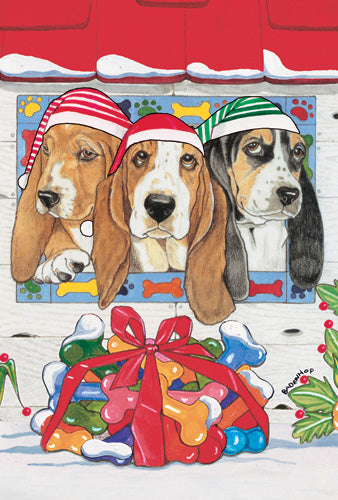 Basset Hound Christmas Cards Set of 10 cards & 10 envelopes - Pipsqueakproductions