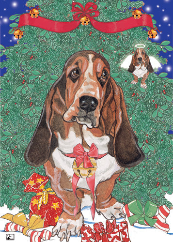 Basset Hound Christmas Cards Set of 10 cards & 10 envelopes - Pipsqueakproductions