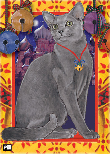 Russian Blue Cat Christmas Cards Set of 10 cards & 10 envelopes - Pipsqueakproductions