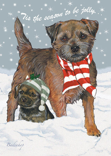 Border Terrier Christmas Cards Set of 10 cards & 10 envelopes - Pipsqueakproductions
