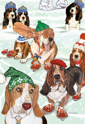 Basset Hound Christmas Cards Set of 10 cards & 10 envelopes - Pipsqueakproductions