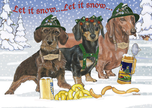 Dachshund Christmas Cards Set of 10 cards & 10 envelopes - Pipsqueakproductions