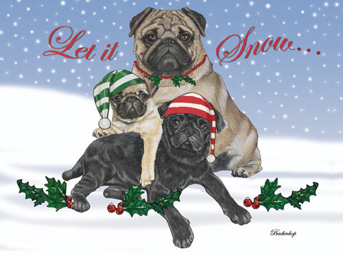 Pug Christmas Cards Set of 10 cards & 10 envelopes - Pipsqueakproductions