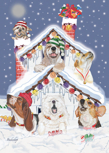 Dog Group Pups of Poochville Christmas Cards Set of 10 cards & 10 envelopes - Pipsqueakproductions