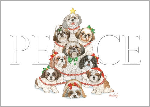 Shih Tzu Christmas Card 5 x 7 with Envelope - Pipsqueakproductions