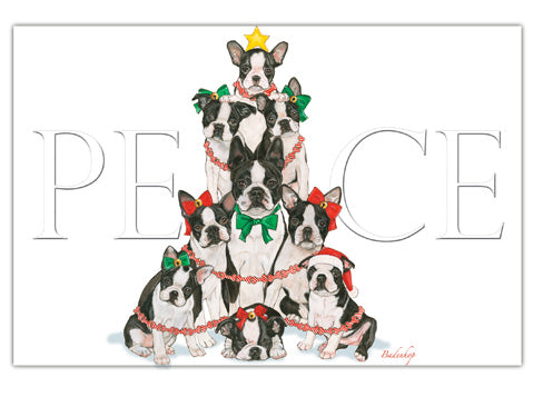 Boston Terrier Christmas Cards Set of 10 cards & 10 envelopes - Pipsqueakproductions