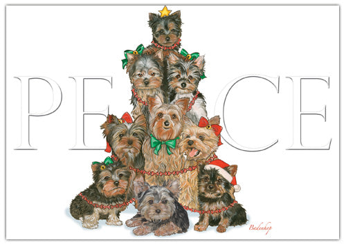 Yorkie Yorkshire Terrier Christmas Cards Set of 10 cards & 10 envelopes - Pipsqueakproductions