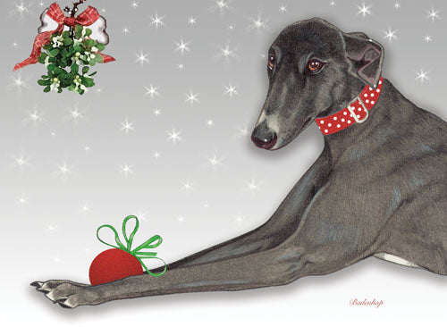 Greyhound Black Greyhound Christmas Cards Set of 10 cards & 10 envelopes - Pipsqueakproductions