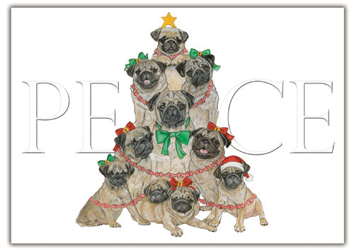 Pug Christmas Cards Set of 10 cards & 10 envelopes - Pipsqueakproductions
