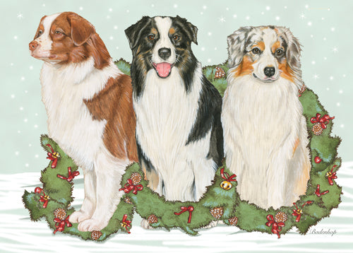 Australian Shepherd Aussie Christmas Cards Set of 10 cards & 10 envelopes - Pipsqueakproductions