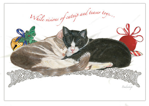 Cat Yin & Yang Christmas Cards Set of 10 cards & 10 envelopes - Pipsqueakproductions