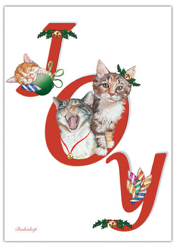 Cat Joy Christmas Cards Set of 10 cards & 10 envelopes - Pipsqueakproductions