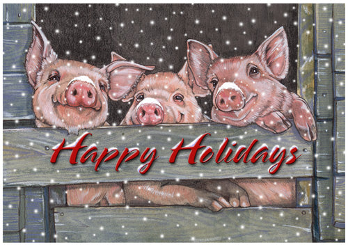 Pig Christmas Cards Set of 10 cards & 10 envelopes - Pipsqueakproductions