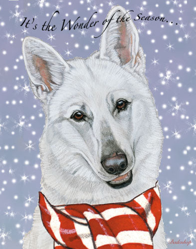 White Shepherd Dog Christmas Cards Set of 10 cards & 10 envelopes - Pipsqueakproductions