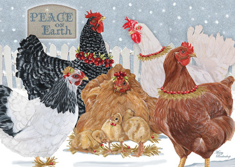 Chicken Group Christmas Cards Set of 10 cards & 10 envelopes - Pipsqueakproductions