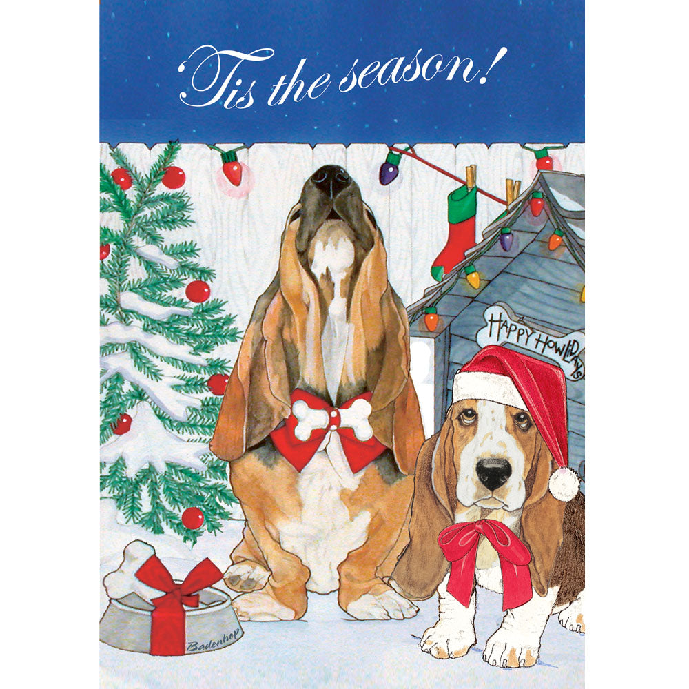 Basset Hound Blues Christmas Cards Set of 10 cards & 10 envelopes - Pipsqueakproductions