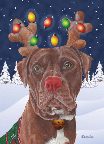 Pit Bull Chocolate Labrador Retriever Mix Christmas Cards Set of 10 cards and 10 envelopes - Pipsqueakproductions