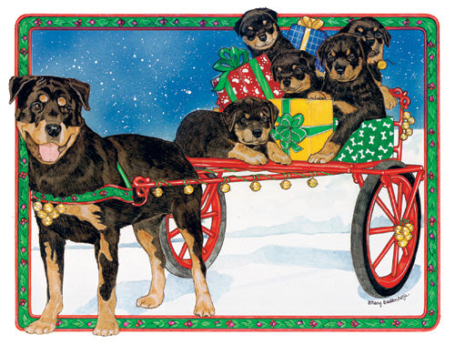 Rottweiler Christmas Cards Set of 10 cards & 10 envelopes - Pipsqueakproductions