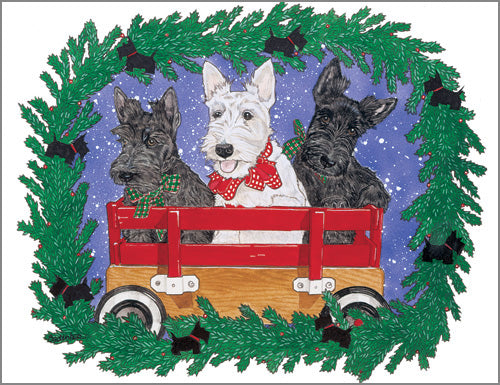 Scottish Terrier Scottie Dog Christmas Cards Set of 10 cards & 10 envelopes - Pipsqueakproductions