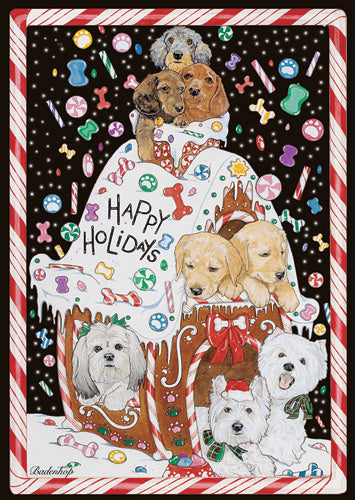 Dog Group Wonderland of Treats Christmas Cards Set of 10 cards & 10 envelopes - Pipsqueakproductions